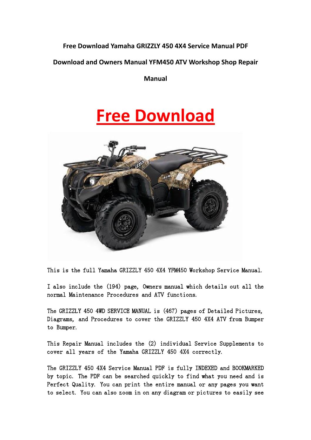 Suzuki atv service manual free download